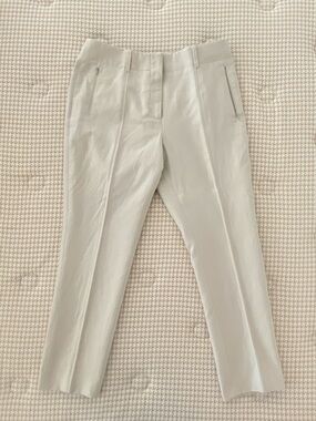 Akris Cotton Silk Blend Cream Skinny Trousers